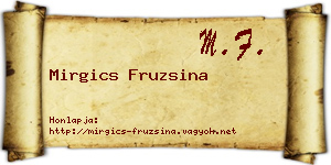Mirgics Fruzsina névjegykártya